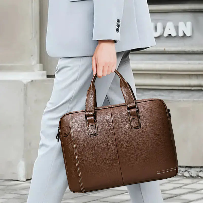 The Commuter Laptop Bag — Coffee Leather
