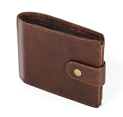 The Chocolate Wallet, closed, with snap tab