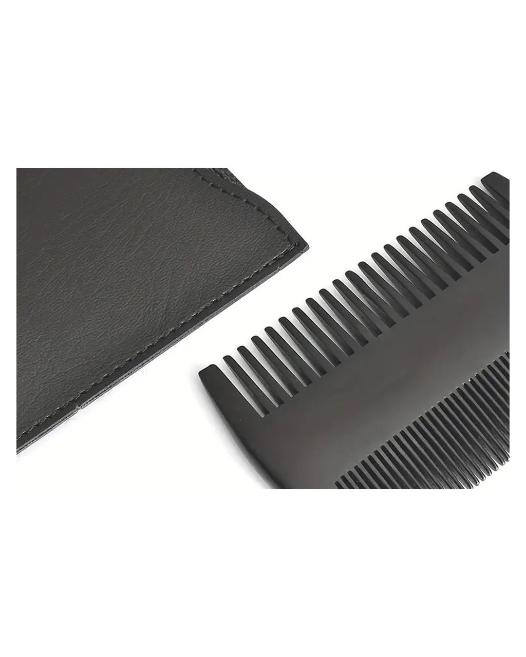 Double-sided comb and black PU leather sleeve