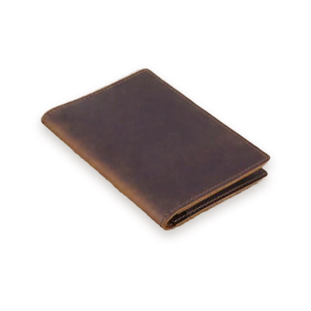 The Passport Holder in coffee crazy horse leather